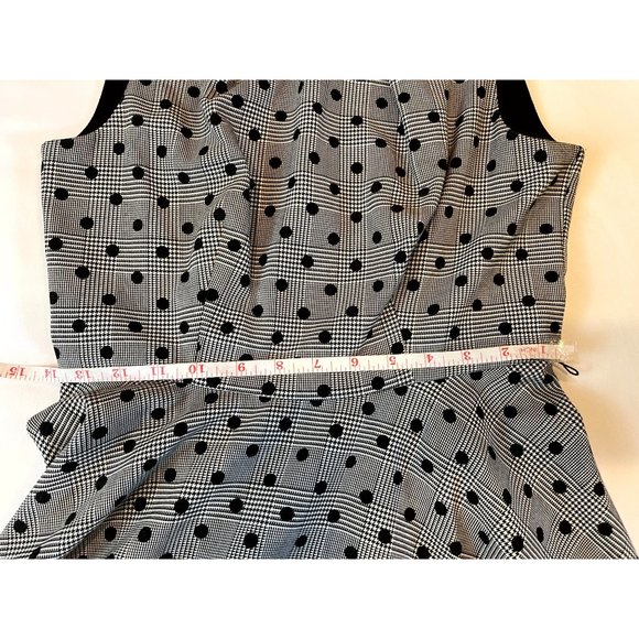 Elle Womens Fit & Flare Dress Polka Dots Boat Neck Back Zip Gray Black Size 4 - Picture 6 of 9